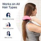 Crave Naturals Glide Thru Hair Brush - Detangler Brush for Curly, Straight, Wet or Dry Hair - Gentle Detangling Brushes for Adults, Kids, Toddlers - Hair Accessories for Women, 7.5x3" - Pink
