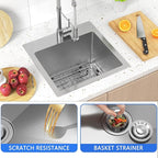 15x15 inch Drop in Bar Sink, 15 inch Small Kitchen Sink Topmount 18 Gauge - Image 2