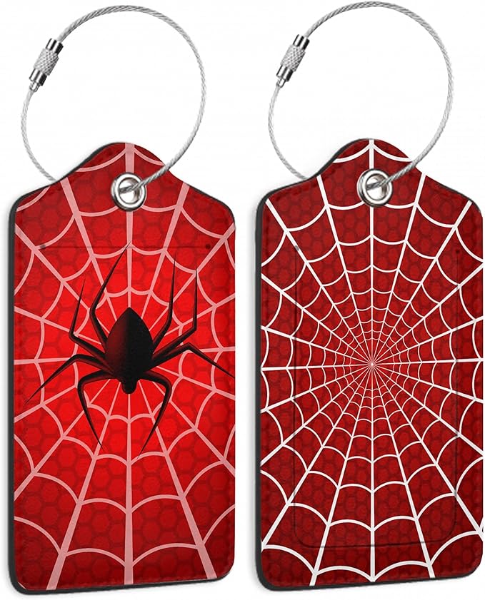 2 Pack Luggage Tags with Spider On Spider Web by DEMACYA
