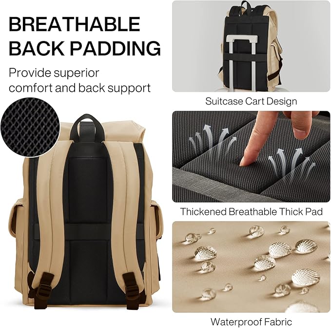 mixi Travel Laptop Backpack for Women & Men, Carry On Backpack fits 16'' Laptop - Image 5
