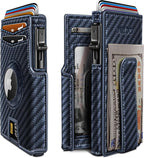 Airtag Wallet for Men, with Money Clip 10 Cards Metal Case Smart Slim Pop Up by Miyozi