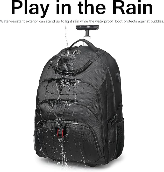 Boavan Wheeled Backpack, 18.4 inch Water Resistant Rolling Backpack, Carry on - Image 7