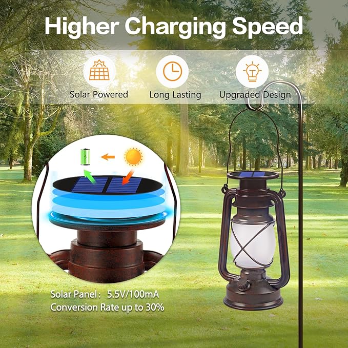Solar Lanterns Outdoor Waterproof, 2 Pack Bronze Vintage Lanterns - Image 6