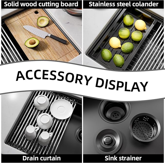 33 Inch Undermount Kitchen Sink Stainless Steel, 33x19 Undermount Workstation - Image 5
