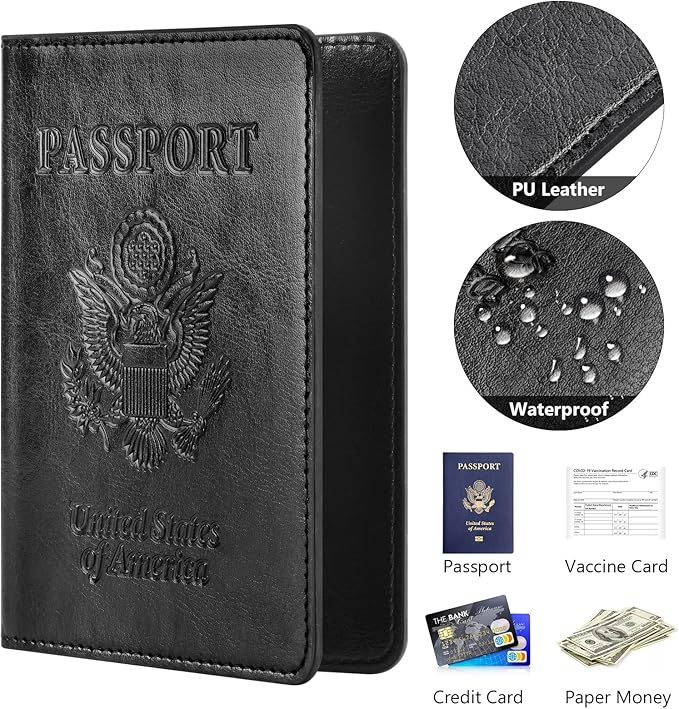 Eoehro Passport and Vaccine Card Holder Combo, Faux Leather, Lightweight - Image 4