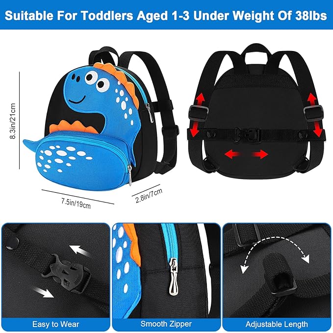 Accmor Toddler Backpack Leash, Cute Dinosaur Kids Harness Backpacks - Image 2