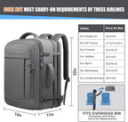 55L Travel Backpack, Carry On Backpack, Expandable 50L - 60L Anti-Theft TSA - Image 6
