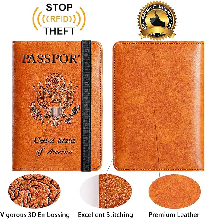 Passport Holder Cover Wallet Travel Essentials RFID Blocking Leather Card Case - Image 4