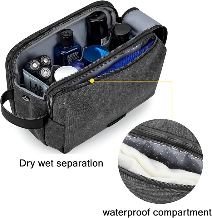 BAGSMART Toiletry Bag for Men, Canvas Travel Toiletry Organizer Dopp Kit - Image 3
