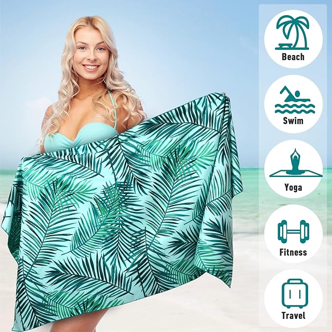 2 Pack Microfiber Beach Towel, Oversized Microfiber Pool Towel 75”x 35” - Image 3