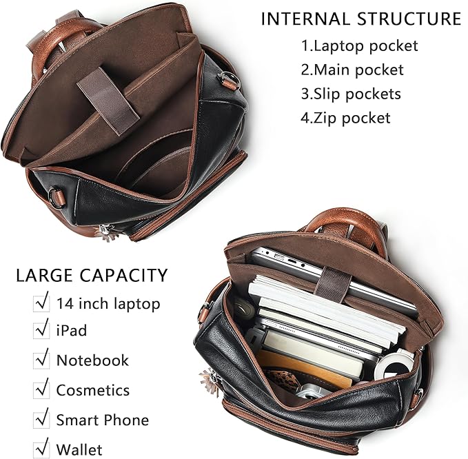 Shrrie Vegan Leather Laptop Backpack - Image 4