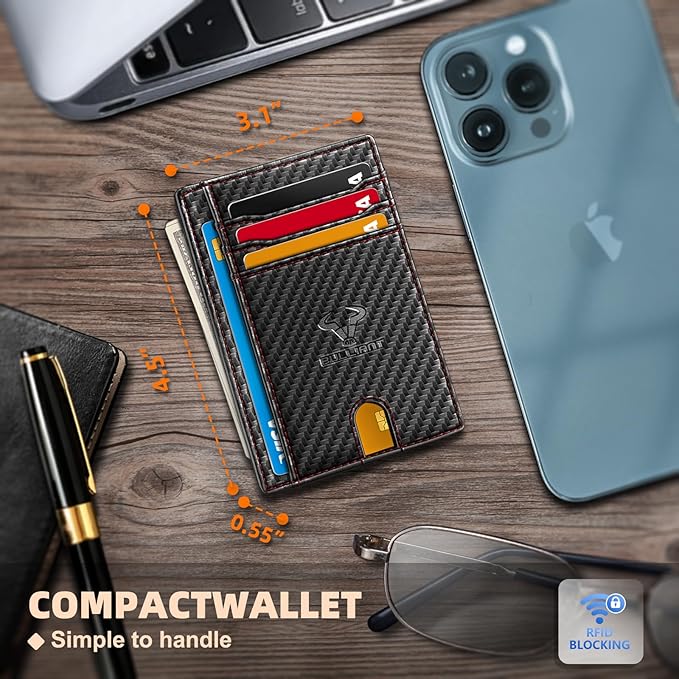 BULLIANT Slim Wallet, Skinny Minimal Thin Front Pocket Wallet Card Holder - Image 5