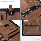 POPRUN Portfolio Binder with Zipper, Leather Padfolio Document Organizer with - Image 4