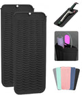 2 Pcs Professional Silicone Heat Resistant Mat Pouch for Curling Iron, Flat Iron and Other Hot Tools, Portable Travel Mat and Cover for Hair Styling Tools with Hanging Hole (2PCS Black)