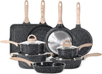 JEETEE 24Pcs Ceramic Cookware Set, Kitchen Healthy Non Toxic Induction Cookware by JEETEE