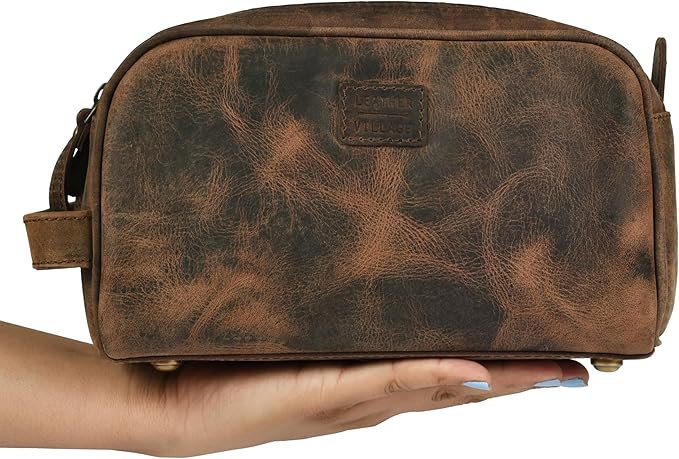 LEATHER VILLAGE Premium Leather Toiletry Travel Pouch - Image 9