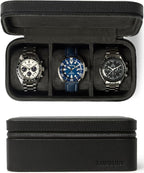 TAWBURY 3 Watch Case for Men – Luxury Leather Watch Travel Case for Men | Black by TAWBURY