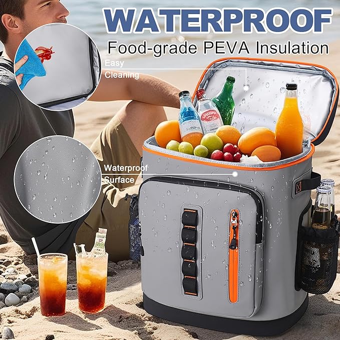 SUNUP 35 Cans Waterproof Cooler Backpack, Soft Insulated Leak Proof Backpack - Image 6