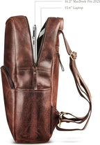 Handmade Leather Backpack for Men and Women, 15.6 Inch Laptop Bag, Genuine - Image 3