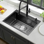 Black Kitchen Sink Drop-In 25 x 18 inch, SINKVINE PVD Nano Stainless Steel - Image 2