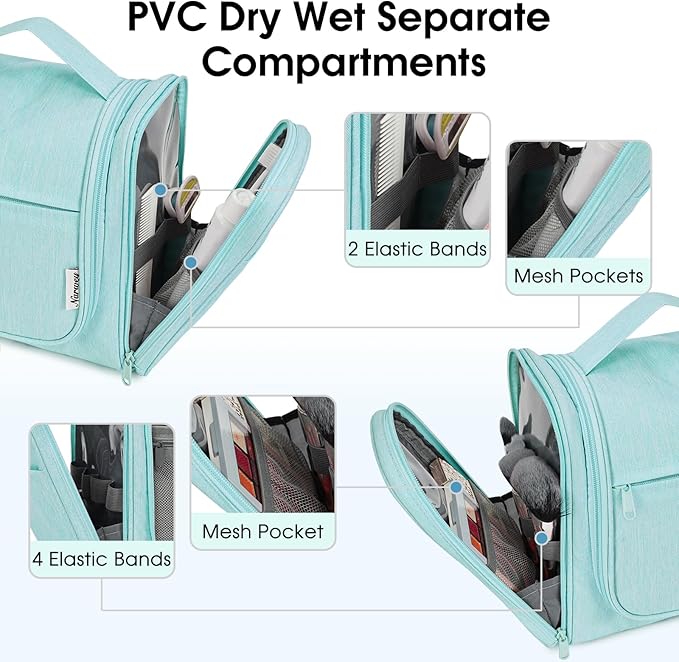 Narwey Hanging Toiletry Bag for Women Travel Makeup Bag Organizer Toiletries - Image 3