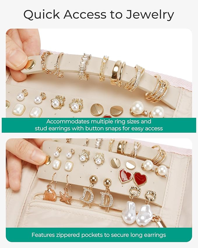 BAGSMART Travel Jewelry Organizer Case, Foldable Jewelry Roll - Image 5