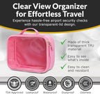 Pink Makeup Cosmetic Bag, Travel Toiletry Bag, Cute Makeup Pouch, Transparent Travel Case, Clear Front, Waterproof and Quart Size Bag, Best Gift for Girls, Teens, Women