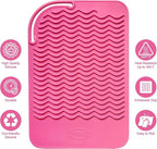 11" X 7.5" Large Size Heat Resistant Silicone Travel Mat, Anti-Heat Pad for Hair Straighteners, Hair Rollers, Curling Irons, Flat Irons and Other Hair Styling Tools - Baby Pink