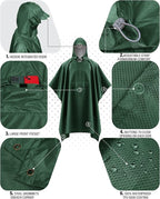 iCreek Hooded Rain Poncho with Pocket Waterproof Lightweight Unisex Raincoat - Image 5