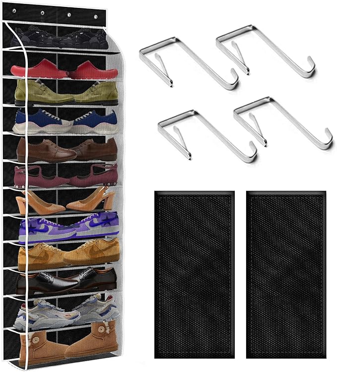12 Pocket Over the Door Shoe Organizer, Reusable Breathable Large Mesh Bag by Unknown