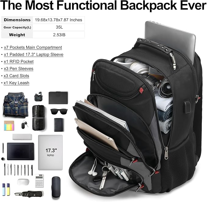 Boavan Laptop Backpack for men, 17.3 inch Laptop Bag - Image 5