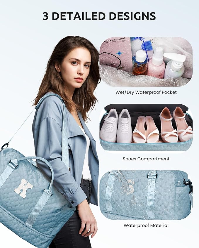 Weekend Bag | Personalized Monogram & Wet Pocket | Lady's Overnight Travel - Image 7