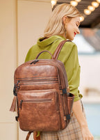 Shrrie Laptop Backpack for Women, Vegan Leather Backpack Work Computer - Image 2