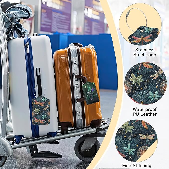 3 PCS Dragonfly Luggage Tags, Fantasy Dragonfly Suitcase Tags Privacy Cover ID - Image 5