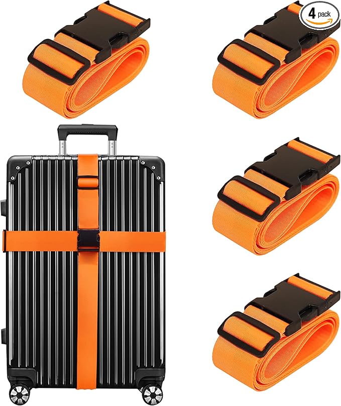 Luggage Straps for Suitcases TSA Approved Travel Belt 4 Pack by Chelmon by Chelmon