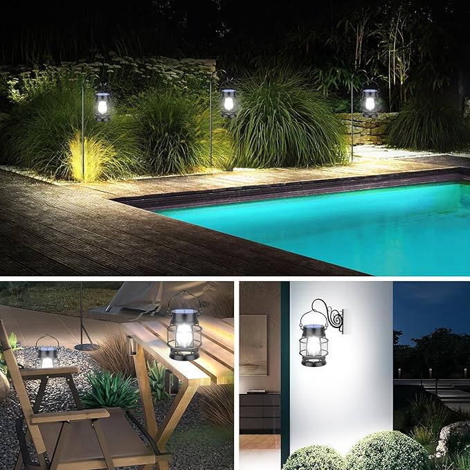 UBright 2 Pack Solar Lantern Lights Outdoor Waterproof Metal Hanging Solar - Image 6