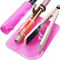 Heysam Silicone Heat Resistant Mat for Flat Iron Hair Straightener Pad, Travel Portable Curling Iron Pad, Non-Slip Vanity Mat for Hair Tools, Size 9"x6.5", Rose Red