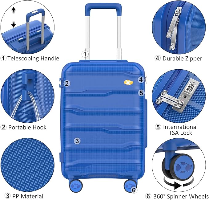 28 Inch Luggage with Spinner Wheels, Large Hard Shell Suitcase, Lightweight PP - Image 5