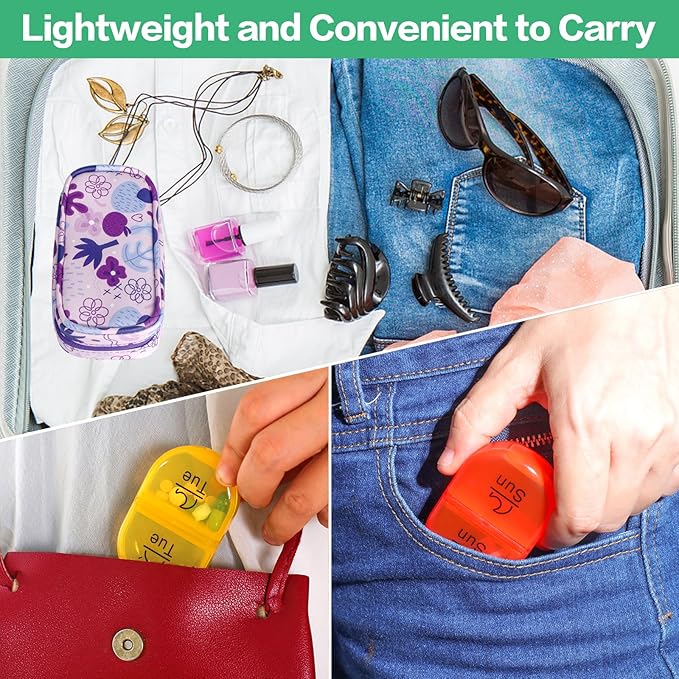 Serfeymi Weekly Travel Pill Organizer 2 Times A Day AM PM Upgraded Rainbow Pill - Image 6