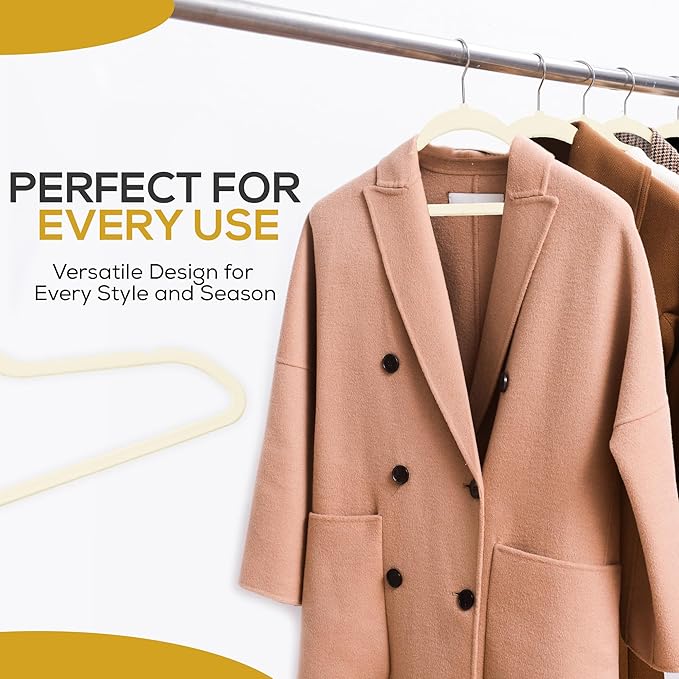 Premium Ivory Velvet Hangers 30 Pack – Space Saving Felt Hanger, Non Slip - Image 7