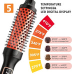NONK Thermal Brush 1.5", Thermal Round Curling Brush, Long Lasting Universal Voltage Heated Curling Iron for All Hair, Tourmaline Ceramic,Curling Iron with 5 Temperature Control, Rose Gold