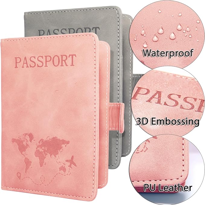 Passport Holder for Travel Essentials, 2 Pack Rfid Passport Cover for Women Men - Image 5