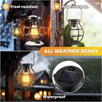 2 Pack Solar Lanterns Outdoor Hanging Lantern Lights, Metal Decor Lantern - Image 2