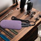 Heat Insulating Silicone Mat Pouch for Hair Styling Tools, Curling & Flat Irons Anti-Slip Travel Cover, Small Portable Straightener Pad for Curler Wands Storage, Hot Waver (Purple)