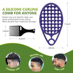 KOUPA Silicone Curly Hair Brush with Pick Comb, One Piece Twist Curl Comb for Afro Curls, Washable Hair Tool for Men Women, Purple, 1 Piece