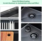 Kitchen Sink, 33 x 22 Drop in Kitchen Sink Gunmetal Black 16 Gauge Stainless - Image 5