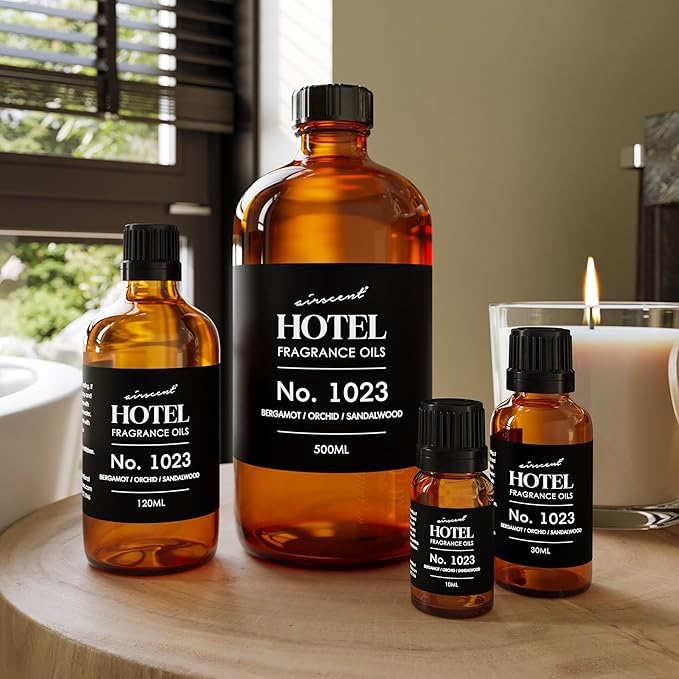 AirScent Hotel Diffuser Oil No. 1023 Inspired by The Baccarat Hotel Scent - Love Affair Fragrance Oil for Ultrasonic and Waterless Diffusers and Crafting - 30 mL, 1 fl oz Glass Bottle with Dropper