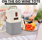Insulated Wine Bag Cooler – Beige and Gray, Holds 4 Bottles, Wine Opener - Image 4
