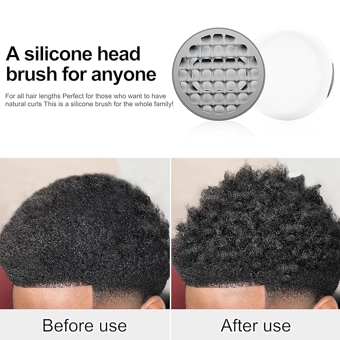 Silicone Twist Hair Brush, Magic Curling Hair Tool for Afro Curls,Vertical Stripe Curl Brushes, Detachable Two-Sided for Men Women Boy Girl Comb, Gray, 1 Piece