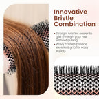 AIMIKE Round Brush for Blow out, Rose Luxe Extra-Long Round Hair Brush Ionic & Nano Thermal Ceramic Tech, for Blow Drying & Styling Volumizing Thick Long Hair, with 4 Clips (Barrel 2.1", Bristle 3")